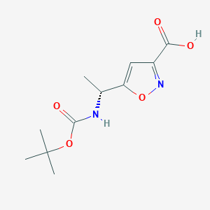 molecular formula C11H16N2O5 B1440893 (R)-5-(1-(tert-butoxycarbonylamino)ethyl)isoxazole-3-carboxylic acid CAS No. 893842-76-7
