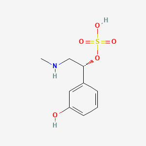 molecular formula C9H13NO5S B14408990 Benzenemethanol, 3-hydroxy-alpha-((methylamino)methyl)-, mono(hydrogensulfate) (ester), (R)- CAS No. 87913-97-1