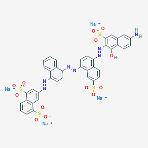 molecular formula C40H23N7Na4O13S4 B14409017 Tetrasodium;3-[[4-[[4-[(6-amino-1-hydroxy-3-sulfonatonaphthalen-2-yl)diazenyl]-7-sulfonatonaphthalen-1-yl]diazenyl]naphthalen-1-yl]diazenyl]naphthalene-1,5-disulfonate CAS No. 87440-96-8