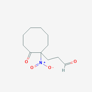 molecular formula C11H17NO4 B14409175 Cyclooctanepropanal, 1-nitro-2-oxo- CAS No. 84246-75-3