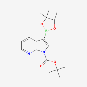 molecular formula C18H25BN2O4 B1440920 Tert-butyl 3-(4,4,5,5-tetramethyl-1,3,2-dioxaborolan-2-YL)-1H-pyrrolo[2,3-B]pyridine-1-carboxylate CAS No. 942070-47-5