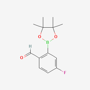 molecular formula C13H16BFO3 B1440926 4-Fluoro-2-(4,4,5,5-tetramethyl-1,3,2-dioxaborolan-2-YL)benzaldehyde CAS No. 1844839-22-0