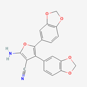 molecular formula C19H12N2O5 B14409276 2-Amino-4,5-bis(1,3-benzodioxol-5-yl)furan-3-carbonitrile CAS No. 87499-61-4
