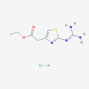 molecular formula C8H13ClN4O2S B1440984 Ethyl 2-(2-carbamimidamido-1,3-thiazol-4-yl)acetate hydrochloride CAS No. 1272756-56-5
