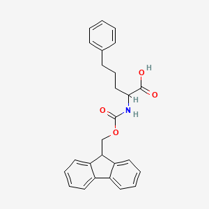 molecular formula C26H25NO4 B1441009 2-{[(9H-fluoren-9-ylmethoxy)carbonyl]amino}-5-phenylpentanoic acid CAS No. 1262651-95-5