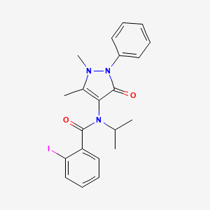 molecular formula C21H22IN3O2 B14410676 N-(1,5-dimethyl-3-oxo-2-phenylpyrazol-4-yl)-2-iodo-N-propan-2-ylbenzamide CAS No. 81217-09-6