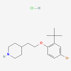 molecular formula C17H27BrClNO B1441125 4-{2-[4-Bromo-2-(tert-butyl)phenoxy]-ethyl}piperidine hydrochloride CAS No. 1220029-05-9