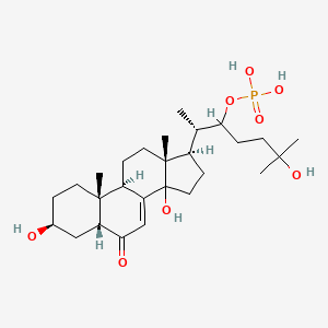 molecular formula C27H45O8P B14411325 Cholest-7-en-6-one, 3,14,25-trihydroxy-22-(phosphonooxy)-, (3beta,5beta,22R)- CAS No. 82183-63-9