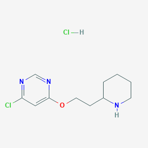 molecular formula C11H17Cl2N3O B1441154 4-Chloro-6-(2-(piperidin-2-yl)ethoxy)pyrimidine hydrochloride CAS No. 1219967-20-0