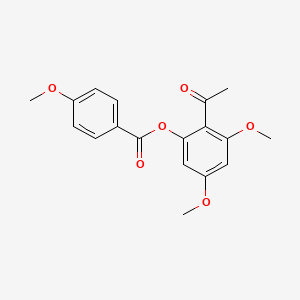 molecular formula C18H18O6 B14411589 Benzoic acid, 4-methoxy-, 2-acetyl-3,5-dimethoxyphenyl ester CAS No. 83171-42-0