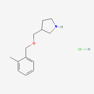 molecular formula C13H20ClNO B1441159 3-{[(2-Methylbenzyl)oxy]methyl}pyrrolidine hydrochloride CAS No. 1219949-10-6