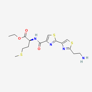 molecular formula C16H22N4O3S3 B14411647 L-Methionine, N-((2'-(2-aminoethyl)(2,4'-bithiazol)-4-yl)carbonyl)-, ethyl ester CAS No. 86179-50-2