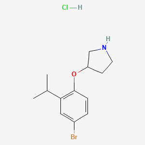 molecular formula C13H19BrClNO B1441177 3-(4-Bromo-2-isopropylphenoxy)pyrrolidine hydrochloride CAS No. 1220032-74-5