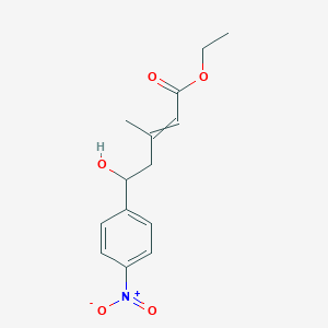 molecular formula C14H17NO5 B14411822 Ethyl 5-hydroxy-3-methyl-5-(4-nitrophenyl)pent-2-enoate CAS No. 82343-45-1