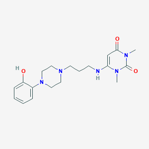 molecular formula C19H27N5O3 B144119 6-[3-[4-(2-Hydroxyphenyl)piperazinyl]propylamino]-1,3-dimethyluracil CAS No. 91453-03-1