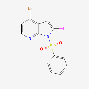 molecular formula C13H8BrIN2O2S B1441211 4-Bromo-2-iodo-1-(phenylsulfonyl)-1H-pyrrolo[2,3-B]pyridine CAS No. 889939-26-8