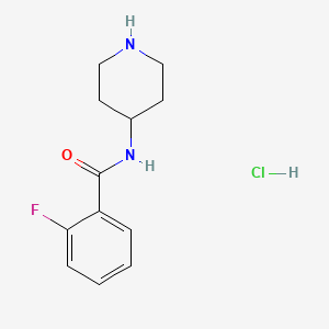 molecular formula C12H16ClFN2O B1441212 2-fluoro-N-(piperidin-4-yl)benzamide hydrochloride CAS No. 1221724-07-7