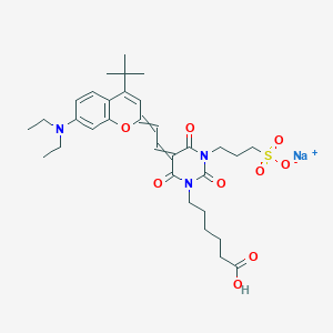 Sodium 3-[5-{2-[4-tert-butyl-7-(diethylamino)-2H-1-benzopyran-2-ylidene]ethylidene}-3-(5-carboxypentyl)-2,4,6-trioxotetrahydropyrimidin-1(2H)-yl]propane-1-sulfonate