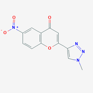 molecular formula C12H8N4O4 B144127 4H-1-Benzopyran-4-one, 2-(1-methyl-1H-1,2,3-triazol-4-yl)-6-nitro- CAS No. 131924-53-3
