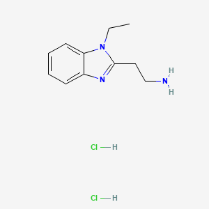 molecular formula C11H17Cl2N3 B1441331 2-(1-ethyl-1H-1,3-benzodiazol-2-yl)ethan-1-amine dihydrochloride CAS No. 1258640-90-2