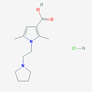 molecular formula C13H21ClN2O2 B1441335 2,5-Dimethyl-1-(2-pyrrolidin-1-ylethyl)-1H-pyrrole-3-carboxylic acid hydrochloride CAS No. 1242935-23-4
