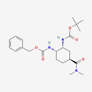 molecular formula C22H33N3O5 B1441351 benzyl N-[(1S,2R,4S)-2-{[(tert-butoxy)carbonyl]amino}-4-(dimethylcarbamoyl)cyclohexyl]carbamate CAS No. 365998-35-2