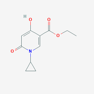 molecular formula C11H13NO4 B1441353 Ethyl 1-cyclopropyl-4-hydroxy-6-oxo-1,6-dihydropyridine-3-carboxylate CAS No. 1000340-03-3
