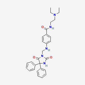 molecular formula C29H33N5O3 B14413541 N-[2-(diethylamino)ethyl]-4-[(2,5-dioxo-4,4-diphenylimidazolidin-1-yl)methylamino]benzamide CAS No. 87447-30-1