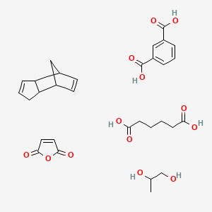 molecular formula C31H38O13 B14413569 Benzene-1,3-dicarboxylic acid;furan-2,5-dione;hexanedioic acid;propane-1,2-diol;tricyclo[5.2.1.02,6]deca-3,8-diene CAS No. 82933-97-9