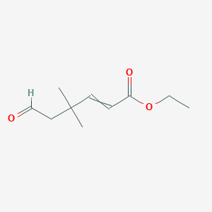 molecular formula C10H16O3 B14413576 Ethyl 4,4-dimethyl-6-oxohex-2-enoate CAS No. 82351-48-2