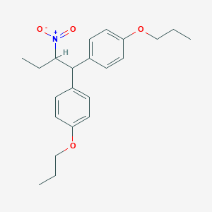 molecular formula C22H29NO4 B14413639 Benzene, 1,1'-(2-nitrobutylidene)bis(4-propoxy- CAS No. 85078-23-5