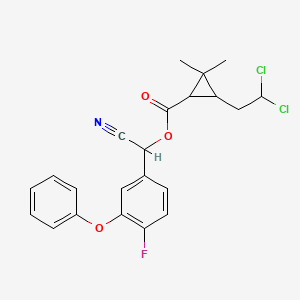 molecular formula C22H20Cl2FNO3 B14413951 Cyclopropanecarboxylic acid, 3-(2,2-dichloroethyl)-2,2-dimethyl-,cyano(4-fluoro-3-phenoxyphenyl)methyl ester CAS No. 80850-08-4