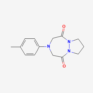 molecular formula C14H17N3O2 B14414188 Tetrahydro-3-(4-methylphenyl)-1H,7H-pyrazolo(1,2-a)(1,2,5)triazepine-1,5(2H)-dione CAS No. 86126-27-4