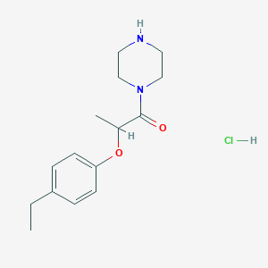 molecular formula C15H23ClN2O2 B1441432 2-(4-Ethylphenoxy)-1-(piperazin-1-yl)propan-1-one hydrochloride CAS No. 1334147-49-7