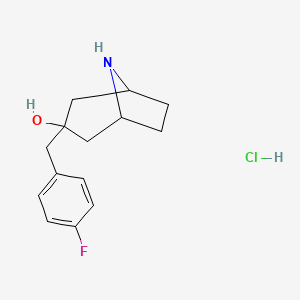molecular formula C14H19ClFNO B1441439 3-[(4-Fluorophenyl)methyl]-8-azabicyclo[3.2.1]octan-3-ol hydrochloride CAS No. 1354951-21-5