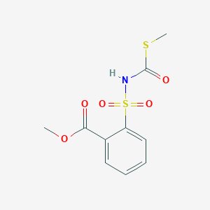 molecular formula C10H11NO5S2 B14414470 Methyl 2-{[(methylsulfanyl)carbonyl]sulfamoyl}benzoate CAS No. 84334-21-4