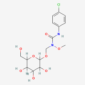 molecular formula C15H21ClN2O8 B14414661 Urea, N'-(4-chlorophenyl)-N-((beta-D-glucopyranosyloxy)methyl)-N-methoxy- CAS No. 81393-48-8