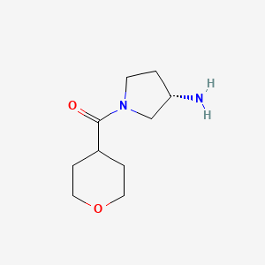 molecular formula C10H18N2O2 B1441504 (S)-(3-Aminopyrrolidin-1-yl)(tetrahydro-2H-pyran-4-yl)methanone CAS No. 1286207-63-3