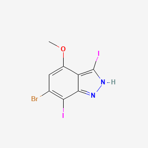 molecular formula C8H5BrI2N2O B1441519 6-bromo-3,7-diiodo-4-methoxy-2H-indazole CAS No. 1082040-60-5