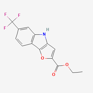molecular formula C14H10F3NO3 B14415408 Ethyl 6-(trifluoromethyl)-4H-furo[3,2-B]indole-2-carboxylate CAS No. 80019-60-9