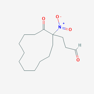 molecular formula C15H25NO4 B14415646 Cyclododecanepropanal, 1-nitro-2-oxo- CAS No. 84246-76-4