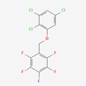 molecular formula C13H4Cl3F5O B14415676 Benzene, 1,2,3,4,5-pentafluoro-6-((2,3,5-trichlorophenoxy)methyl)- CAS No. 87002-05-9