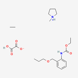 molecular formula C22H38N2O7 B14415719 ethane;ethyl N-[2-(propoxymethyl)phenyl]carbamate;2-hydroxy-2-oxoacetate;1-methylpyrrolidin-1-ium CAS No. 80293-72-7
