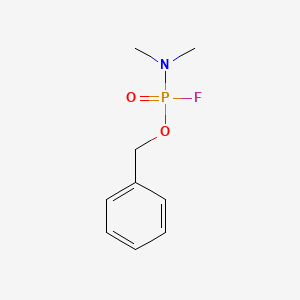 molecular formula C9H13FNO2P B14415745 Phosphonofluoridic acid, dimethyl-, phenylmethyl ester CAS No. 85473-35-4