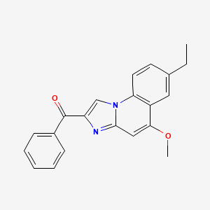 molecular formula C21H18N2O2 B14415760 Methanone, (7-ethyl-5-methoxyimidazo[1,2-a]quinolin-2-yl)phenyl- CAS No. 84357-04-0
