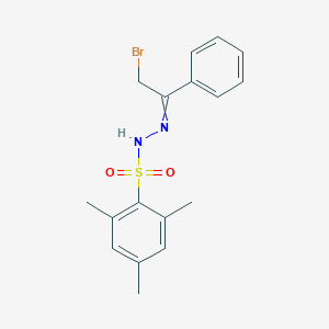 molecular formula C17H19BrN2O2S B14416251 N-[(2-Bromo-1-phenyl-ethylidene)amino]-2,4,6-trimethyl-benzenesulfonamide CAS No. 85487-86-1