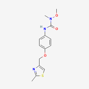 molecular formula C14H17N3O3S B14416276 N-Methoxy-N-methyl-N'-{4-[(2-methyl-1,3-thiazol-4-yl)methoxy]phenyl}urea CAS No. 86913-17-9