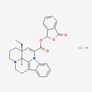 molecular formula C28H27ClN2O4 B14416754 Apovincaminic acid phthalidyl ester hydrochloride CAS No. 82958-12-1