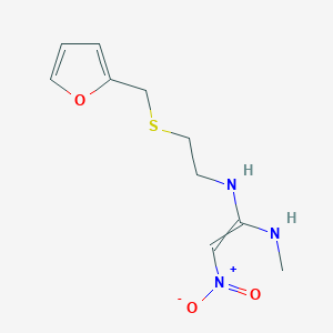 molecular formula C10H15N3O3S B14416848 N~1~-(2-{[(Furan-2-yl)methyl]sulfanyl}ethyl)-N'~1~-methyl-2-nitroethene-1,1-diamine CAS No. 80556-39-4
