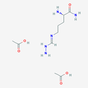 molecular formula C10H23N5O5 B14417211 acetic acid;(2S)-2-amino-5-(hydrazinylmethylideneamino)pentanamide CAS No. 85466-98-4